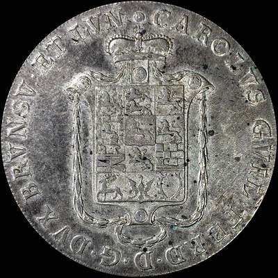 【雨安】【直播拍卖】【裸币套币-001期】 2026-04-24 周五 19:30 (金价1034, 银价18.00) [裸币德国] Germany 德国 德意志 1泰勒 Braunschweig-Wolfenbuttel不伦瑞克 KM#1030 (1787-1796) 纹章 1795年