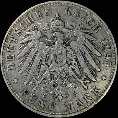 【雨安】【直播拍卖】【裸币套币-001期】 2026-04-24 周五 19:30 (金价1034, 银价18.00) [裸币德国] Germany 德国 帝国 汉堡 5马克 长翅 1895年