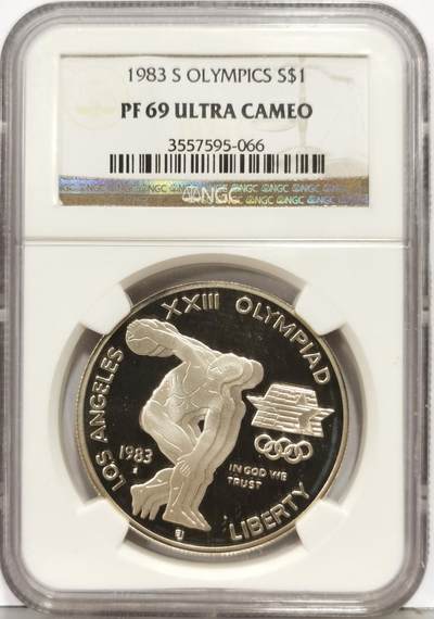 博洋堂“生趣盎然”4月精品专场暨第169期（全场包邮） NGC PF69UC 美国1983年洛杉矶奥运会纪念银币