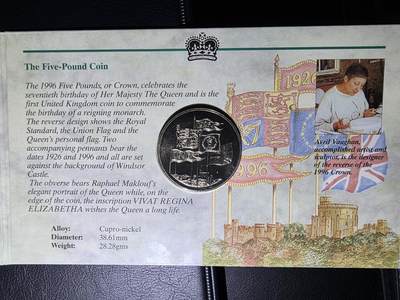 叁拾收藏第36期 英国96年5镑 纪念册  含一枚硬币  UNC