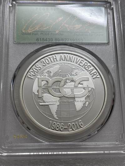 文馨钱币收藏第 303 场，【五一钱币荟，收藏盛宴】长期接代拍业务 PCGS成立30周年纪念章总裁签名版，镜面工艺非常精致，编码 353