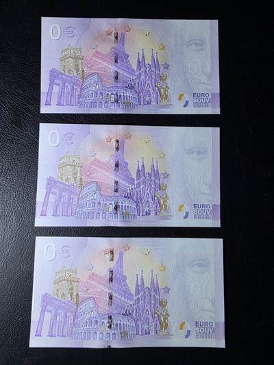 叁拾收藏第36期 法国0欧纪念钞3张  UNC