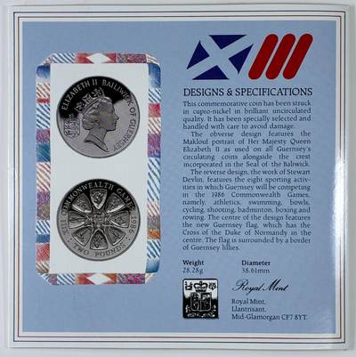 【雨安】【直播拍卖】【裸币套币-001期】 2026-04-24 周五 19:30 (金价1034, 银价18.00) [现代装帧] Guernsey 根西 2镑 1986年 英联邦运动会