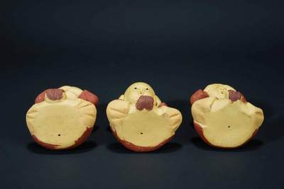 上海都达杂项专场103【全场包邮】  紫砂 不听、不说、不看、小沙弥茶宠一套三件73-87