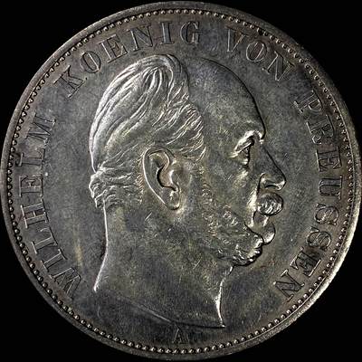 【雨安】【直播拍卖】【裸币套币-001期】 2026-04-24 周五 19:30 (金价1034, 银价18.00) [裸币德国] Germany 德国 德意志 1泰勒 Prussia普鲁士 Thun.272 KM#0500 (1871) 威廉一世.普法战争 1871年