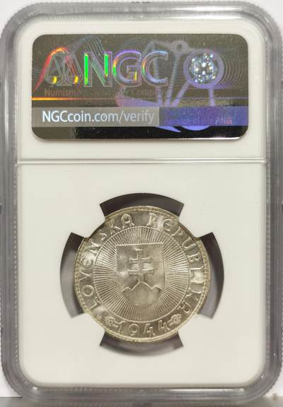 博洋堂“生趣盎然”4月精品专场暨第169期（全场包邮） NGC MS65 亚军分！斯洛伐克1944年10克朗银币，卷拆原光好品，近PL质感，状态很好，一步到位的品相。