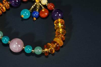 上海都达杂项专场103【全场包邮】  天然琥珀、蜜蜡、南红、紫水晶、草莓晶、绿草莓、等算盘珠手串73-205