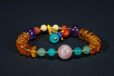 上海都达杂项专场103【全场包邮】  天然琥珀、蜜蜡、南红、紫水晶、草莓晶、绿草莓、等算盘珠手串73-205