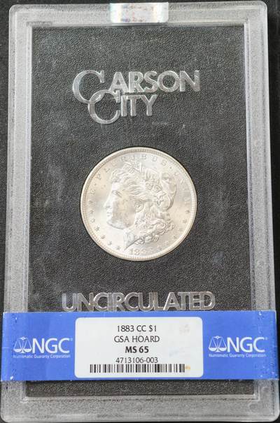 甄臻铺-“方寸甄品”甄品场-世界币章拍卖（第62期），送拍享返佣金等优惠多多 - NGC-MS65 美国1883摩根银币 CC厂 GSA大盒封装 状态一级棒 名誉品种 收藏必备