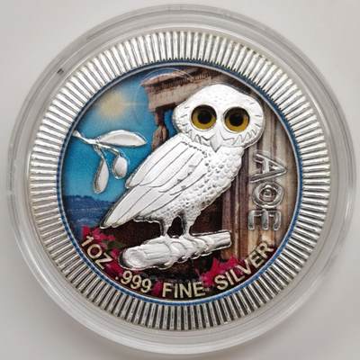 博洋堂“生趣盎然”4月精品专场暨第169期（全场包邮） 纽埃2020年2元彩色普制银币 雅典娜的猫头鹰-白天 1盎司999银 发行量：999 盒证全