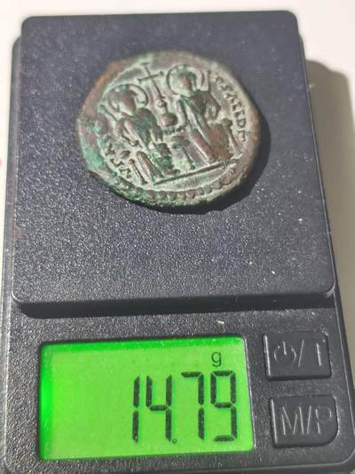 星盘世界钱币 5.2年度精品币大拍 一周年抽奖活动 极美品！拜占庭帝国 查士丁尼二世富力大铜币 正面加斯汀努斯二世与索菲亚 约公元571/2年 迪奥多西波利斯造币（少见厂），非常少见的品相