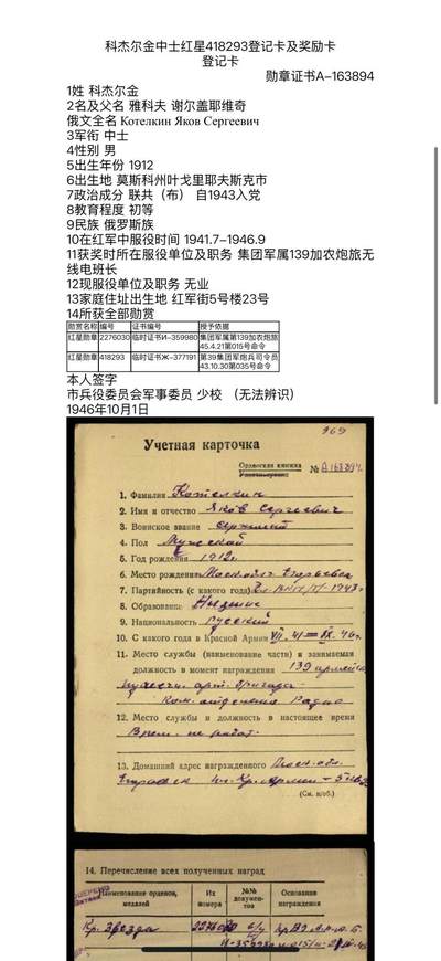 戎马世界章牌大赏第115期 苏联红星勋章，号段418293，有档案