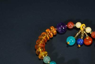 上海都达杂项专场103【全场包邮】  天然琥珀、蜜蜡、南红、紫水晶、草莓晶、绿草莓、等算盘珠手串73-205
