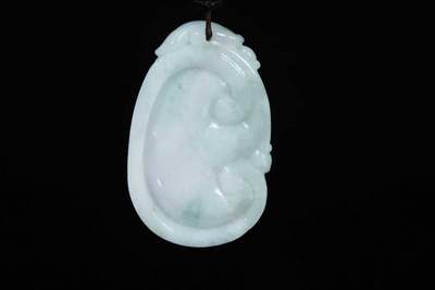 上海都达杂项专场103【全场包邮】  天然冰糯种翡翠（A货）精雕《吉祥如意》挂件73-160