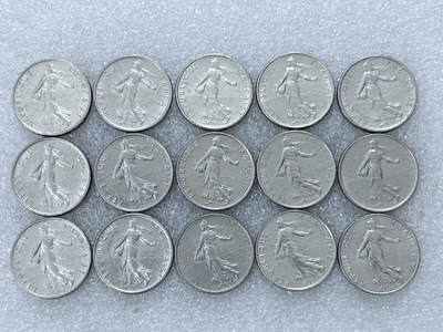 第一海外回流一元起拍收藏 散集专场  第312期 法国1/2法郎硬币 15枚