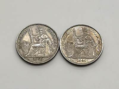 博洋堂“生趣盎然”4月精品专场暨第169期（全场包邮） 美品法属印支1946年坐洋50分一组2枚