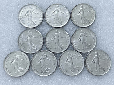 第一海外回流一元起拍收藏 散集专场  第312期 法国5法郎硬币 10枚