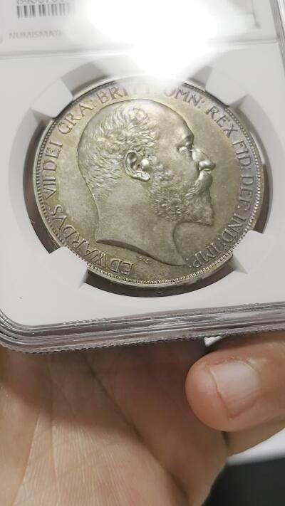 博洋堂“生趣盎然”4月精品专场暨第169期（全场包邮） NGC PF63 Matte 英国1902年爱德华七世马剑克朗大银币 百年五彩深色美丽 包浆均匀自然 雕刻打制力度完美 精制Matte感 低评状态感人 建议重评加分 珍藏佳品