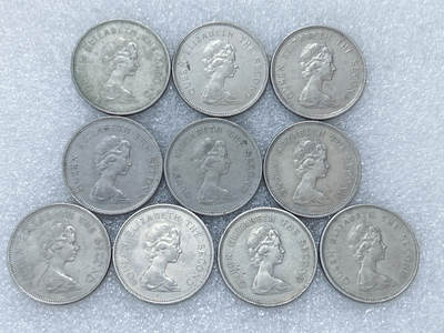 第一海外回流一元起拍收藏 散集专场  第312期 香港1元硬币 壹圆钱币 花冠英女王头像版25mm 10枚