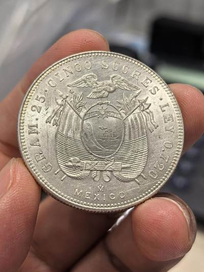 博洋堂“生趣盎然”4月精品专场暨第169期（全场包邮） 厄瓜多尔1944年5克苏雷银币 正面有点洗 但是转光非常好 养一养能出高分 银价都将近400了