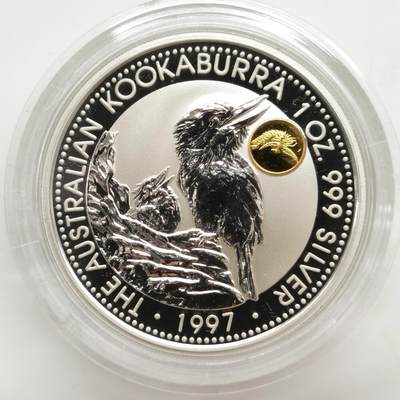 博洋堂“生趣盎然”4月精品专场暨第169期（全场包邮） 澳大利亚1997年1元带私印普制银币 笑翠鸟（带凤纯金私印） 999银1盎司 发行量：2万 盒证全