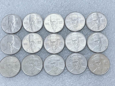 第一海外回流一元起拍收藏 散集专场  第312期 韩国00年代100元硬币 15枚