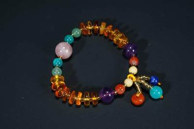 上海都达杂项专场103【全场包邮】  天然琥珀、蜜蜡、南红、紫水晶、草莓晶、绿草莓、等算盘珠手串73-205