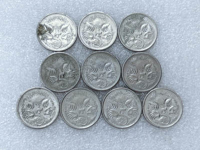 第一海外回流一元起拍收藏 散集专场  第312期 澳大利亚5分硬币 老年女王版 10枚