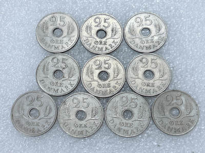 第一海外回流一元起拍收藏 散集专场  第312期 丹麦25欧尔硬币 10枚