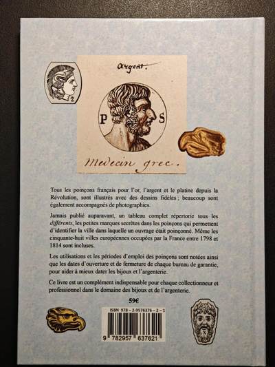 【德藏】世界币章拍卖第171期（拍品征集中~欢迎藏友联系）  98新 法国金银器鉴定宝典：《法国贵金属制品印记：1789 年至今》法语版第一版 全彩铜板纸印刷 全书约190页 详情请看拍卖介绍