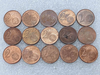 第一海外回流一元起拍收藏 散集专场  第312期 - 欧盟2欧分硬币 15枚