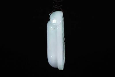 上海都达杂项专场103【全场包邮】  天然冰糯种翡翠（A货）精雕《吉祥如意》挂件73-160