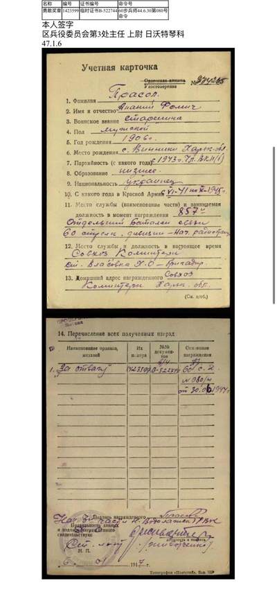 戎马世界章牌大赏第115期 苏联勇敢奖章，号段1423599，有档案