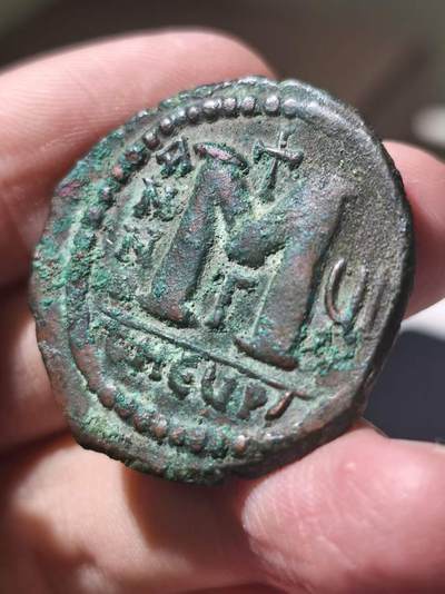 星盘世界钱币 5.2年度精品币大拍 一周年抽奖活动 极美品！拜占庭帝国 查士丁尼二世富力大铜币 正面加斯汀努斯二世与索菲亚 约公元571/2年 迪奥多西波利斯造币（少见厂），非常少见的品相