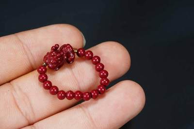 上海都达杂项专场103【全场包邮】  朱砂貔貅弹力戒指73-192