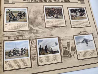 南水社第5次拍卖  魏玛德国时期 稀少第一次世界大战专题香烟卡收藏册《Der Weltkrieg》（《世界大战》） 全册完整无缺保持完好 德累斯顿“Cigaretten-Bilderdienst Dresden”官方发行 全套彩色烟卡 含战场场景、武器装备、各国军队、政治人物及战争地图 附完整文字说明 