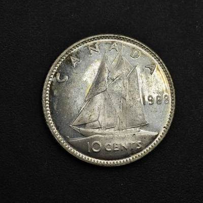 【淘币小摊】实时拍第八百九十八拍   小银币场    每周一统一发货 加拿大1968年伊丽莎白二世10分银币