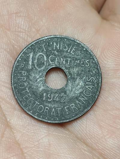 2026年第四十八场(总第二百一十七场）外国好品散币场(免佣金) 法属突尼斯1942年10分(艾哈迈德二世–法国保护国时期，第二版锌材质版，关门年仅发行2年)