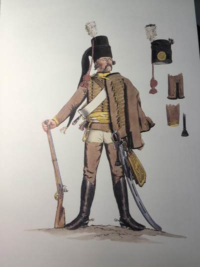 盛世勋华——号角文化勋章邮票专场拍卖第318期 大尺寸手绘图卡 普鲁士王国第6骠骑兵团士兵 大A4尺寸 翻印自1851年出版《腓特烈大帝的军队》一书