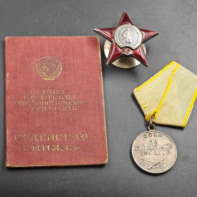 4月26日结束，成斌徽章钱币精品场 苏联二战红星战功套装附证书 照片