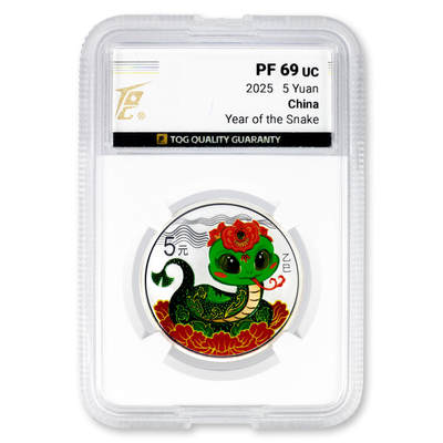 2025年中国乙已（蛇）年15克999纯银彩色纪念币TQG评级 PF69分最大发行量300000枚 - 2025年中国乙已（蛇）年15克999纯银彩色纪念币TQG评级 PF69分最大发行量300000枚
