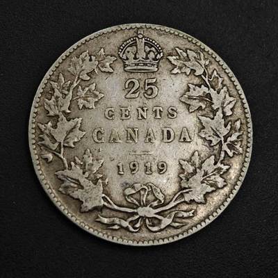 【淘币小摊】实时拍第八百九十八拍   小银币场    每周一统一发货 加拿大1919年乔治五世25分银币