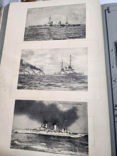 南水社第5次拍卖  魏玛共和国时期 德国Saba烟草出品《Schiffsbilder mit Spezialflaggen》世界各国战舰/商船主题香烟卡收藏册（II.Folge 第二辑） 全套250枚彩色贴画卡完整无缺 含一战德/奥匈/美/英/中/日/法等国海军舰艇及民用船只 附船旗、数据与世界海军地图 20世纪初船舶史