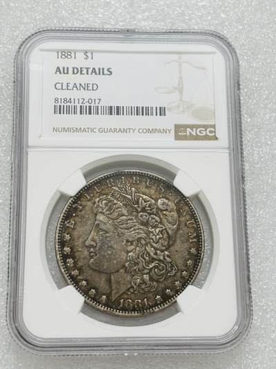 文馨钱币收藏第 303 场，【五一钱币荟，收藏盛宴】长期接代拍业务 NGC AUD 美国 1881 年摩根银元，双面五彩包浆带紫罗兰幻彩，美不胜收