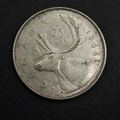 【淘币小摊】实时拍第八百九十八拍   小银币场    每周一统一发货 加拿大1966年伊丽莎白二世25分银币