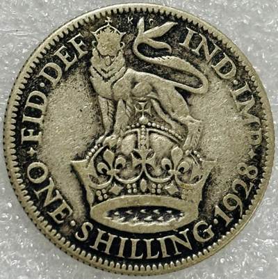 文馨钱币收藏第 302 场，国外回流老铜币，中东阿拉伯地区，拉美等国货币，30 号 1 号二连拍，长期接代拍业务，预计 4 月 4-5 号发货 1928 年英国乔治五世 1 先令银币也 5.6 克 500 银