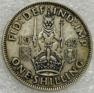 文馨钱币收藏第 302 场，国外回流老铜币，中东阿拉伯地区，拉美等国货币，30 号 1 号二连拍，长期接代拍业务，预计 4 月 4-5 号发货 1942 年英国乔治六世 1 先令银币，第二版 5.6 克 500 银