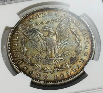 文馨钱币收藏第 303 场，【五一钱币荟，收藏盛宴】长期接代拍业务 NGC AUD 美国 1881 年摩根银元，双面五彩包浆带紫罗兰幻彩，美不胜收