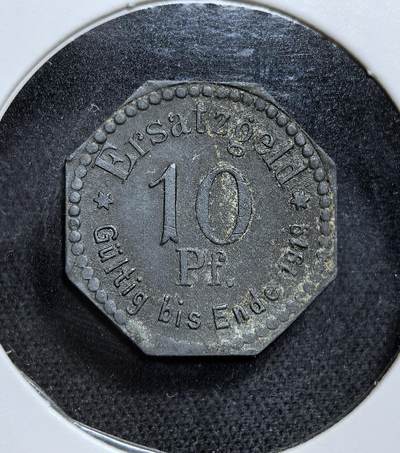 外国优质老铜币纪念币银币专场，周六晚上九点倒数截拍，满百包邮，节前出差在外，5月3日统一发货,可寄存半年，喜欢朋友微信扫描二维码可直接参拍 德国什切青市（现为波兰城市什切青）1917 年10 芬尼紧急货币