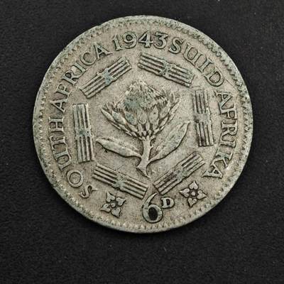 【淘币小摊】实时拍第八百九十八拍   小银币场    每周一统一发货 南非1943年乔治六世6便士银币